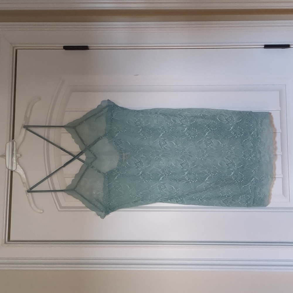Victoria's Secret sheer seafoam green lingerie chemise gown size XL, EUC